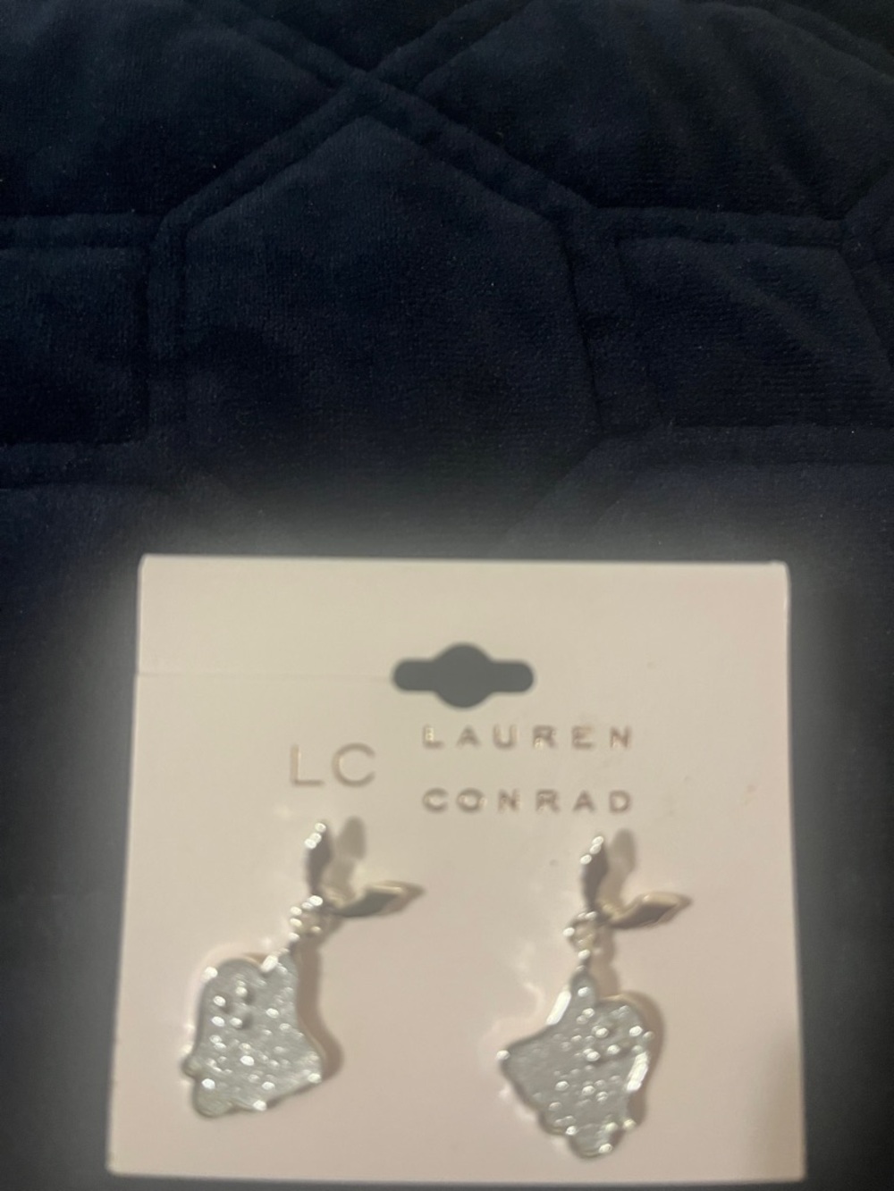 LC Lauren Conrad Silver Glitter Ghost Drop Earrings